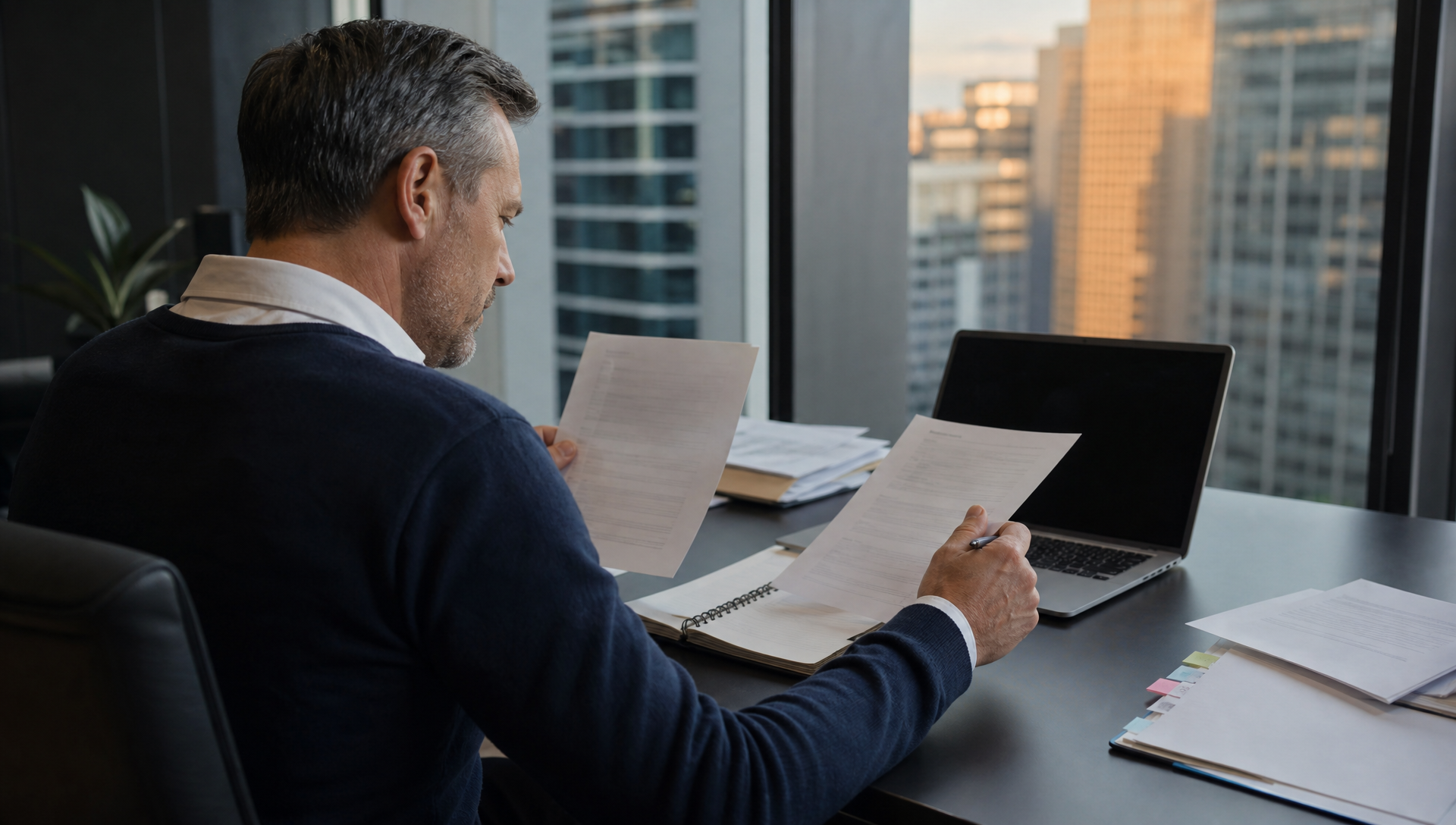 Tax professional reviewing evidence for a complex SARS dispute.